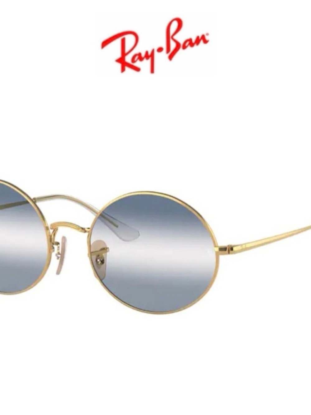 Ray-Ban 1970 Oval Metal Sunglasses Gold Frame with Blue Gradient Lenses